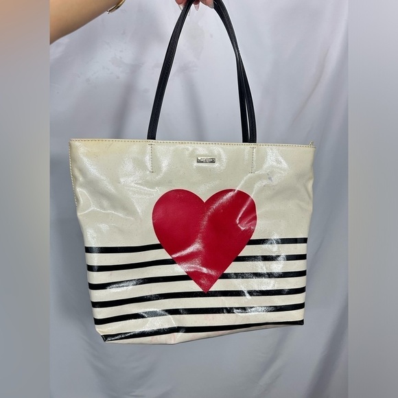 Kate Spade Yours Truly heart striped tote - Picture 1 of 13